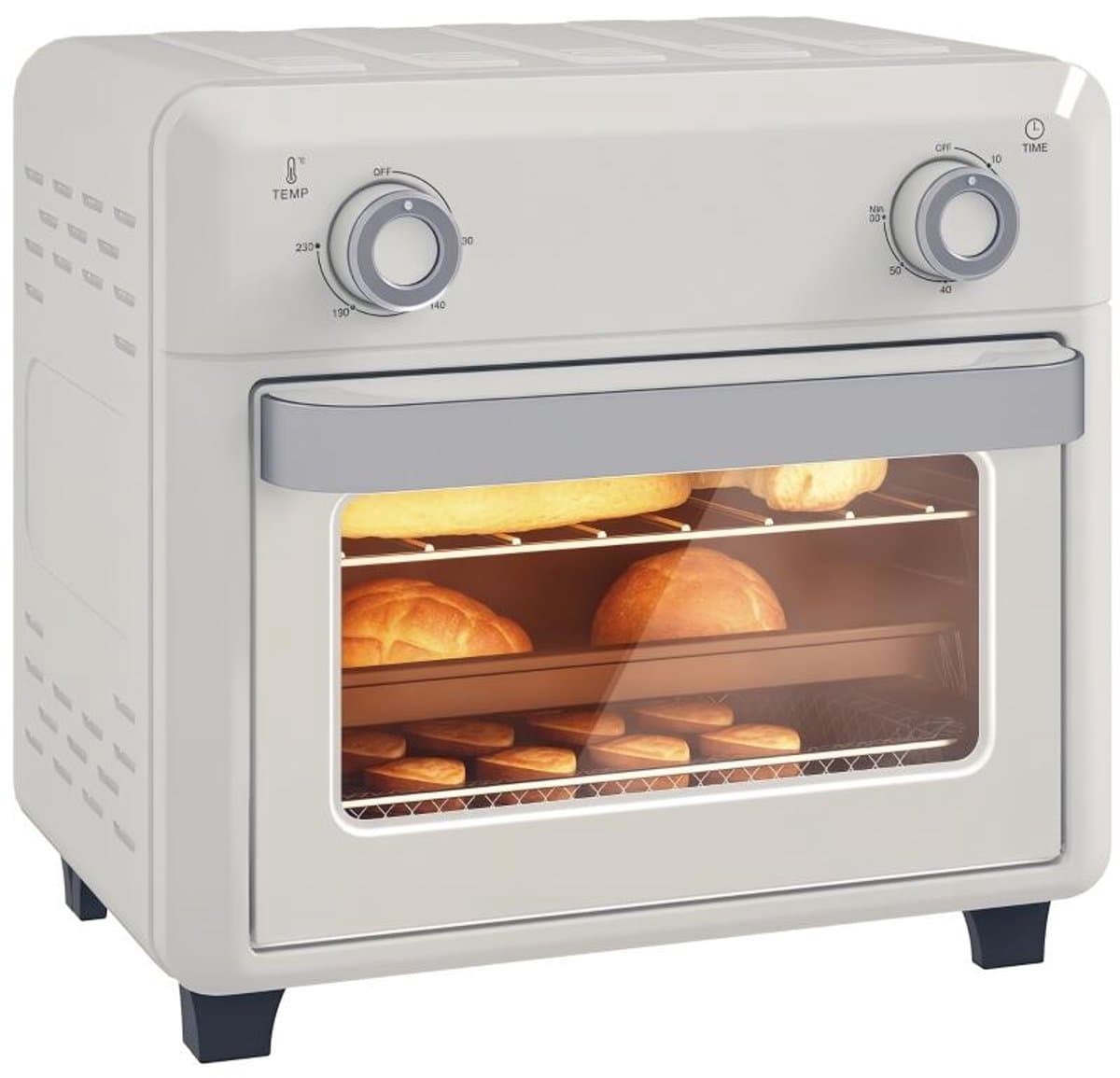 10L Mini Heteluchtoven & Airfryer, 1000W met Timer, voor Frituren, Grillen & Bakken, Vaatwasserbestendig, Crèmewit — afbeelding 1