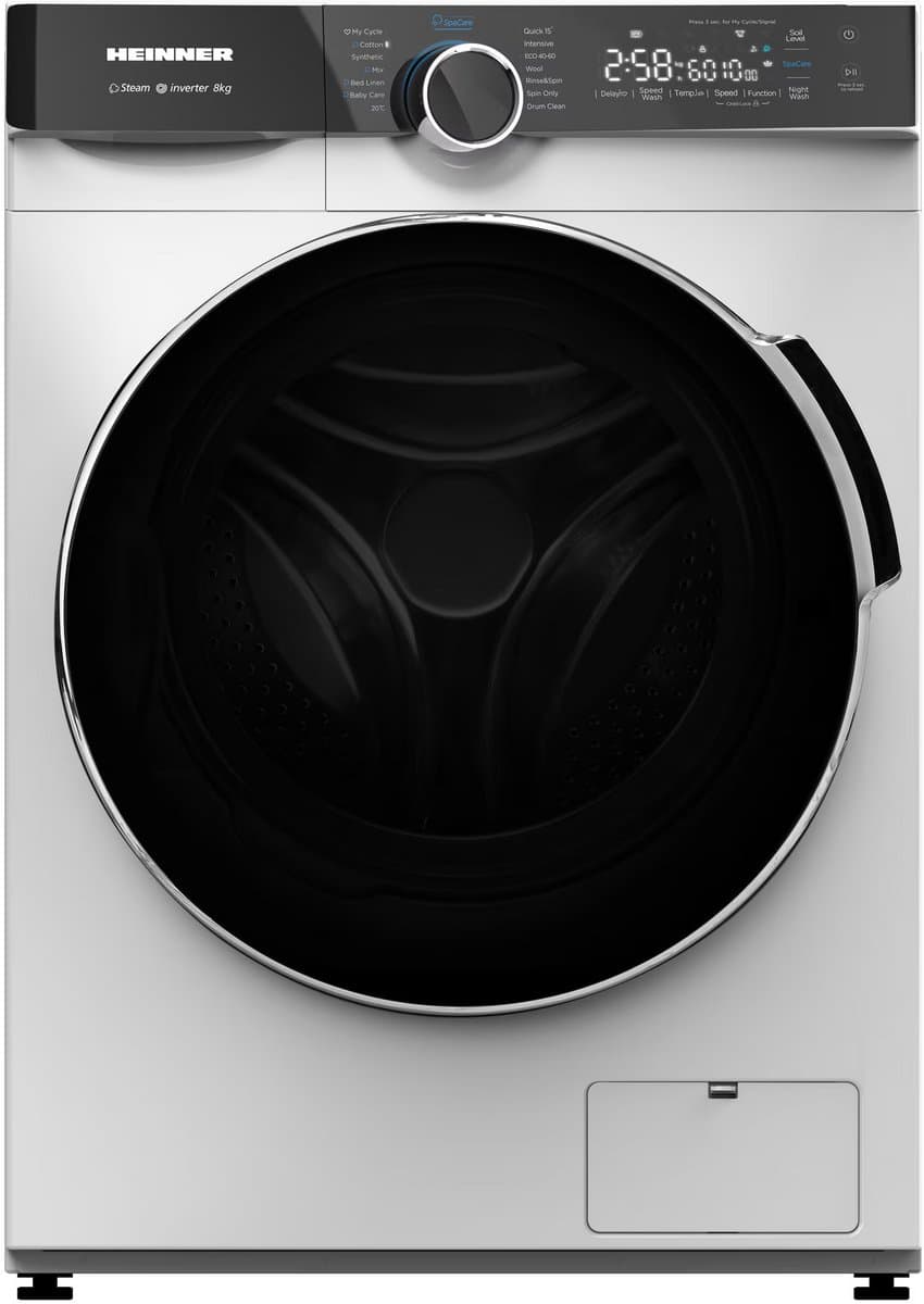 Heinner HWM-M814IVKA++ Wasmachine 8 kg – 1400 tpm – Energieklasse A – Stoomprogramma – 15 min Snelprogramma – Startuitstel – Touchbediening – Wit – 5 Jaar Garantie — afbeelding 1