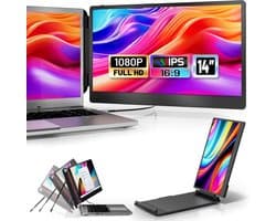 SAVI® Professionele Portable Monitor Pro 2024 - Full HD - 13” / 16,5” Tri-Screen - Laptop Scherm Uitbreider - Zwart - 36cm x 21cm x 4cm