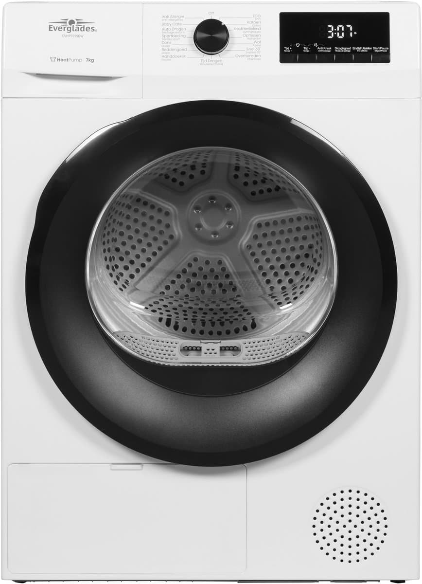 Everglades EVHP7055DW - Warmtepompdroger - Arctic White - D-Klasse 109kWh - 7KG - 15 Programma's - Einduitstel - 5 Jaar Garantie — afbeelding 1