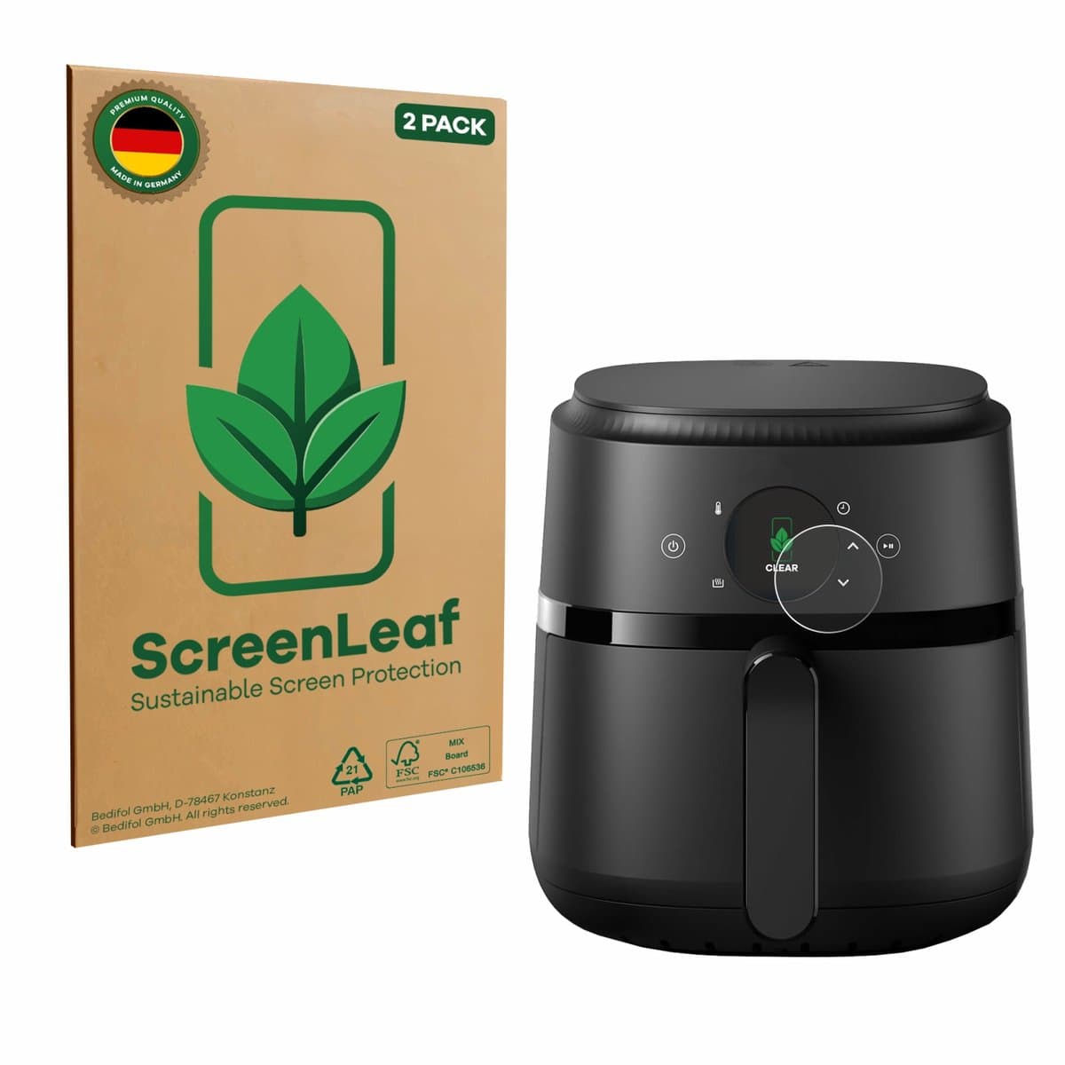 ScreenLeaf - Screenprotector voor Philips Airfryer 2000 Gen 2 4,2L - Duurzame schermbescherming Folie Beschermfolie transparant 2 Stuks — afbeelding 1