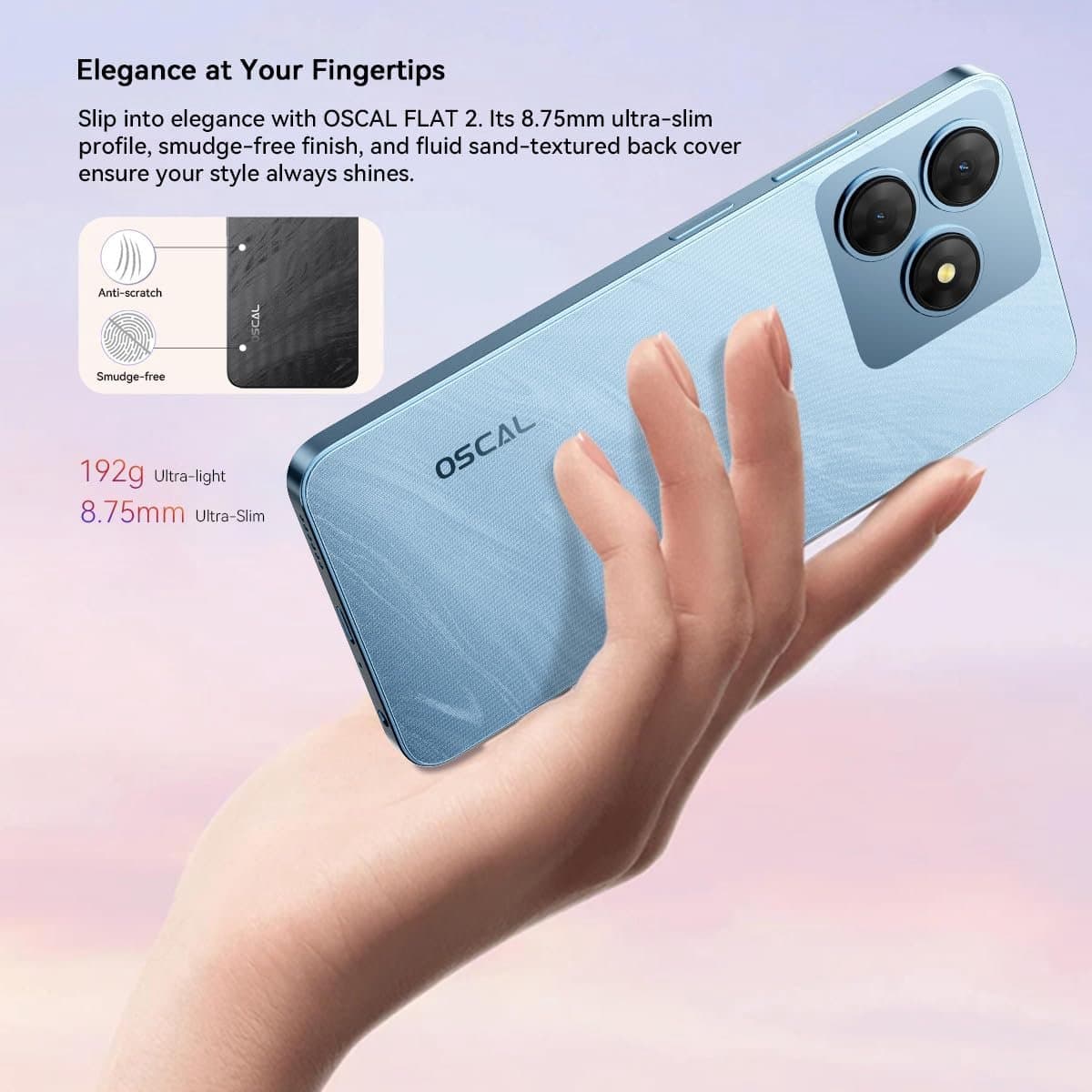 Dunne Smartphone - Mobiele Telefoon - Dagelijks Gebruik - 2TB Uitbreidbaar Geheugen - 656 inch Scherm - Gletsjer Blauw — afbeelding 1