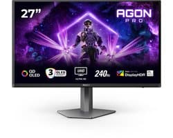 AOC AGON PRO AG276UZD - 4K QD-OLED Gaming Monitor - USB-C 65w - DisplayPort 2.1 - HDMI 2.1 - 240hz - 27 inch