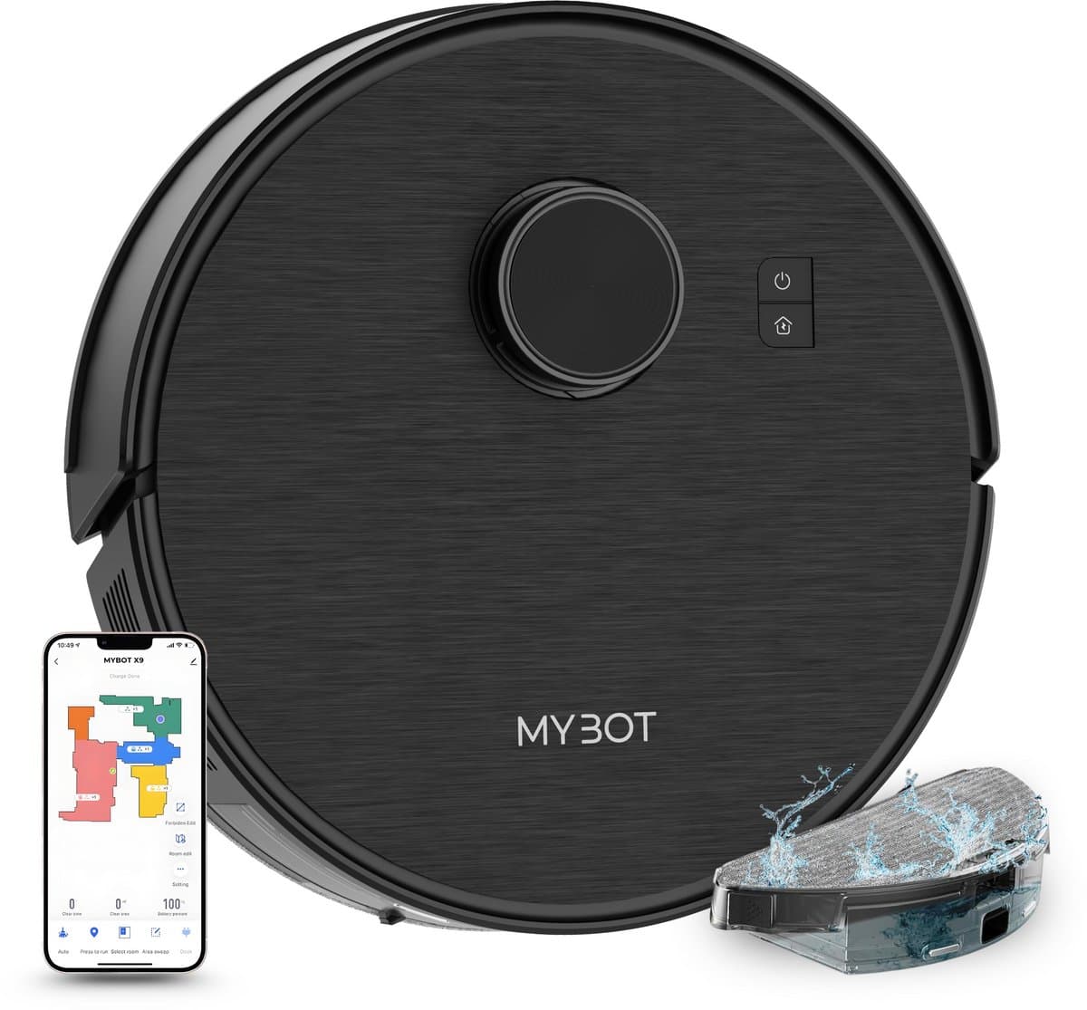 MYBOT X9 - Robotstofzuiger Met Dweilfunctie - 6500PA Zuigkracht - Ideaal voor Huisdieren - Zelflerende Robotstofzuiger - Met Laadstation - Uitgebreide Mapping - LDS Laser Navigatie — afbeelding 1