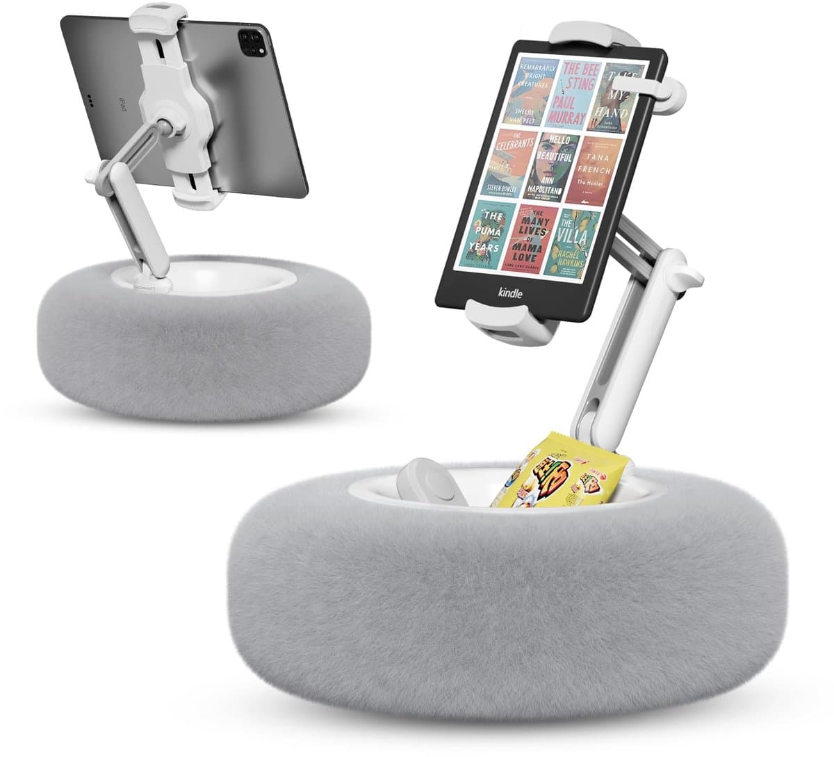 Tabletstandaard - Compatibel met 4,7-13 Inch Kindle/Telefoon/Tablet - Verstelbare Telefoonstandaard - voor Het Bekijken Van Video's Op Bed Of Bank, Zacht en Comfortabel - Grijs — afbeelding 1