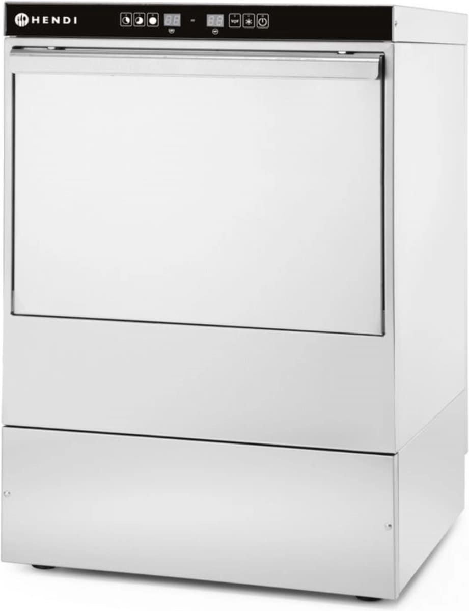 HENDI Elektronische vaatwasser – 3 wasprogramma's – roestvrij staal – 50x50 cm – 400V/6600W — afbeelding 1