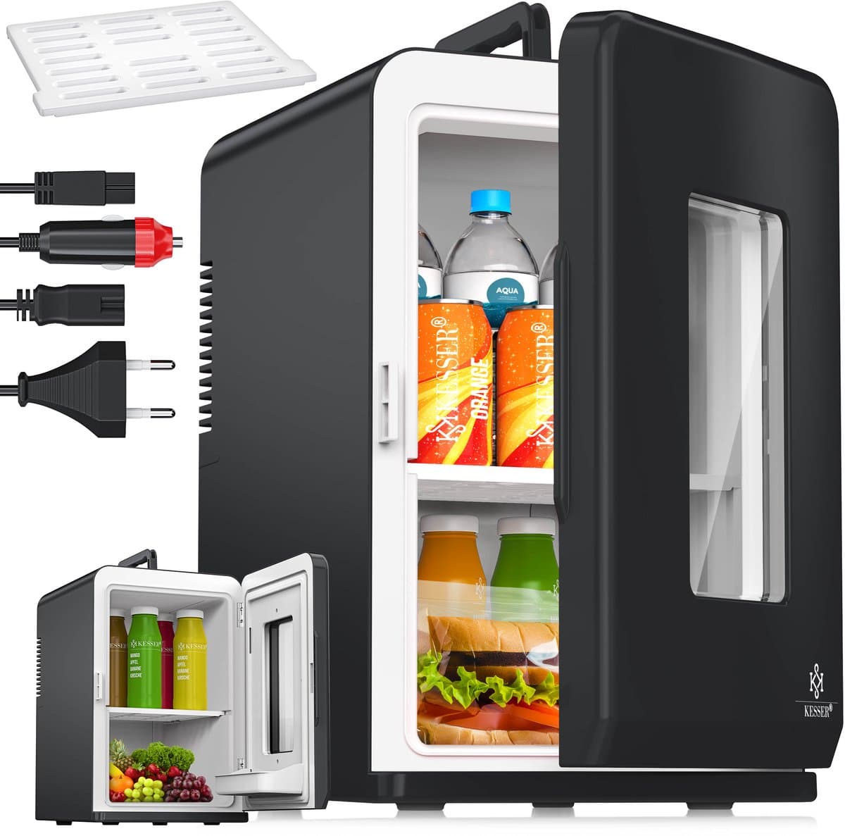 KESSER® K-MKS-2076 - Mini-koelkast - 15 Liter - AC DC 220-240V en 12V - Verwarmingsfunctie - Zwart — afbeelding 1