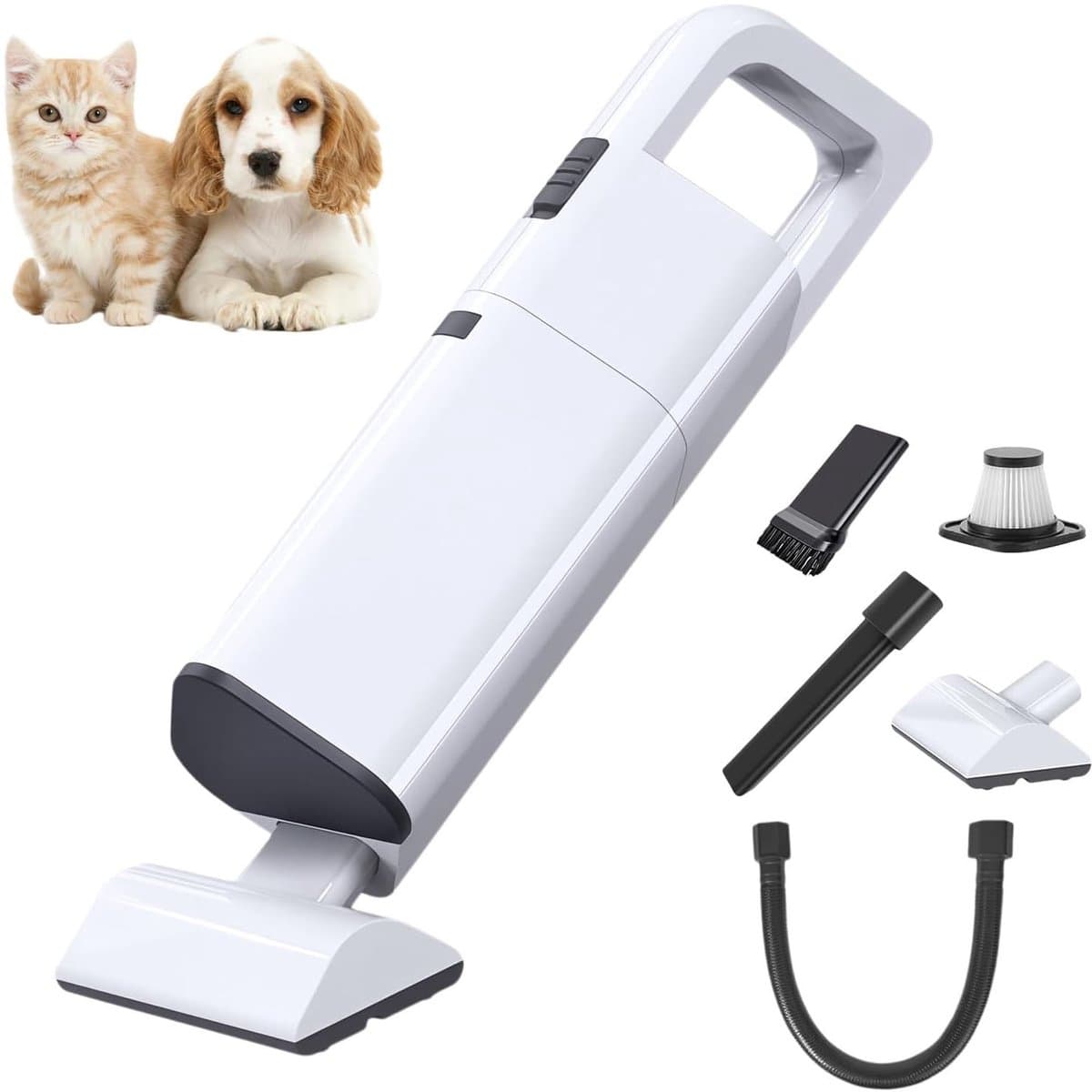 Dierenhaar stofzuiger-Kruimelzuiger - handheld huisdier haar verwijderaar-draadloze stofzuiger voor huisdieren-honden katten haar remover-compact mini stofzuiger-AKS-801-wit — afbeelding 1
