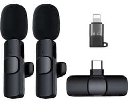 ThunderGold Draadloze Microfoon - 2 stuks - Microfoon Draadloos - Dasspeld Microfoon Draadloos - Microfoon Bluetooth - Lavalier Microfoon - USB-C & 8-pins ontvanger - Geschikt Voor Alle Telefoons