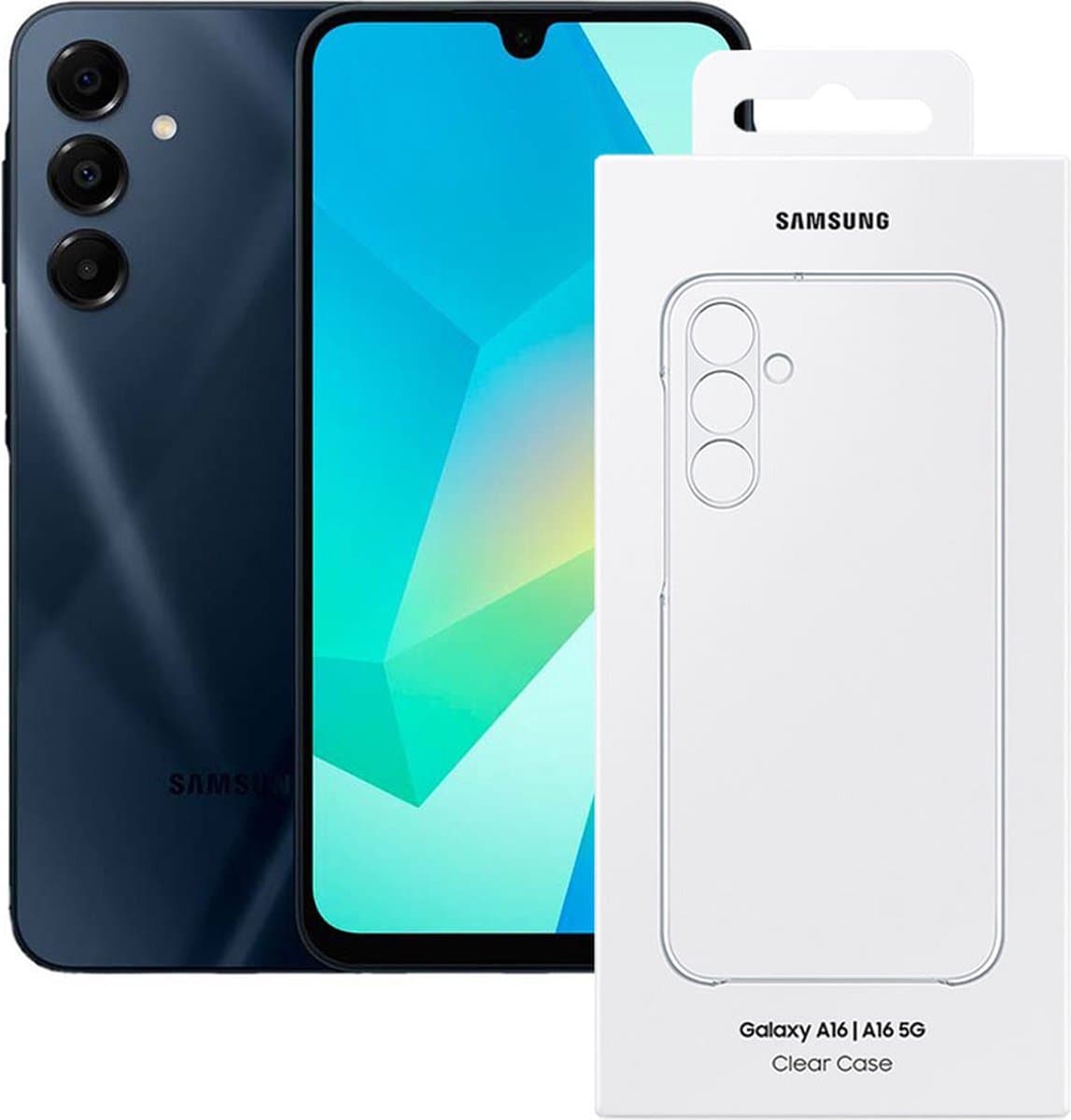 Samsung Galaxy A16 4G (LTE) - 128GB + Clear Case - Zwart — afbeelding 1