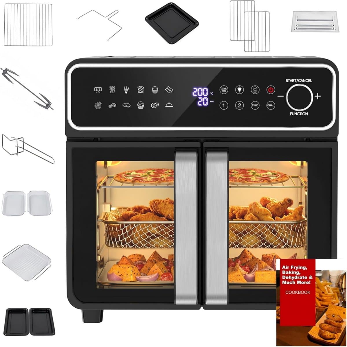 Grote Heteluchtfriteuse 23L met Mini-Oven Functie, 2600W en Touchscreen — afbeelding 1