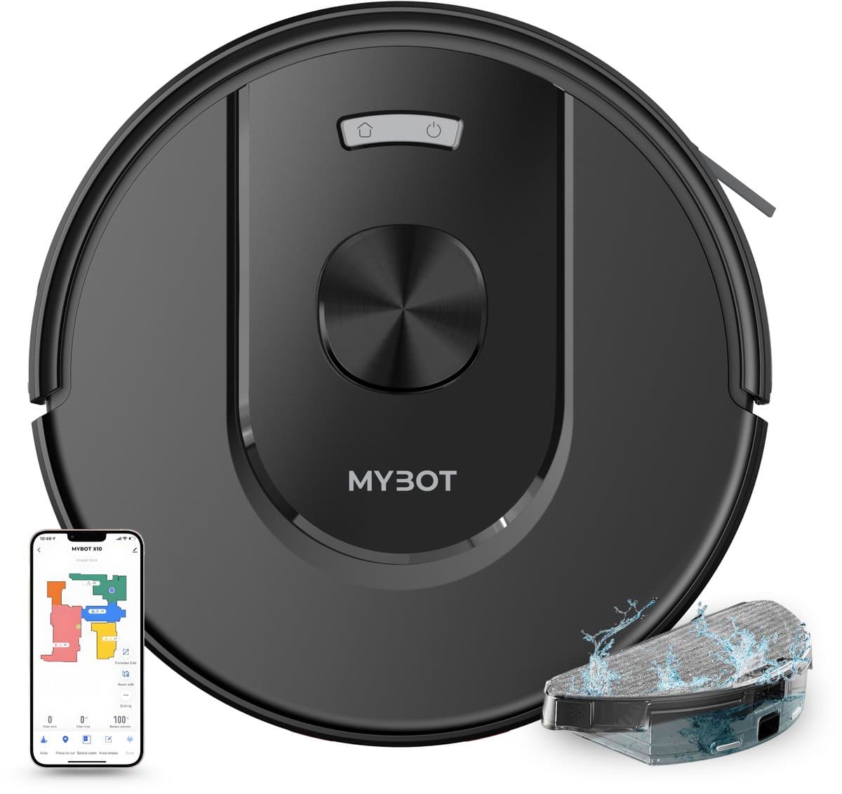 MYBOT X10 - Robotstofzuiger Met Dweilfunctie - 6000PA Zuigkracht - Ideaal voor Huisdierharen – Laadstation – LiDAR Navigatie — afbeelding 1