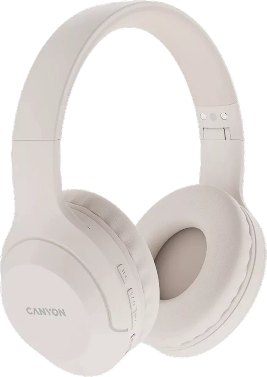 Canyon BTHS-3 Serie - Draadloze Over-Ear - Koptelefoon - Bluetooth 5.1 - Opvouwbaar Ontwerp - 15 Uur Batterijduur - Beige — afbeelding 1