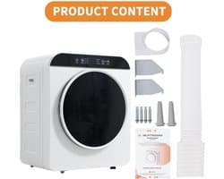 Re-purelife® wasdroger compact met 6 programma's - droogtrommel van ABS met UV- en hoge temperatuursterilisatie - wanddroger met timer en kinderslot - modern wit 49,5 × 42 × 59,5 cm