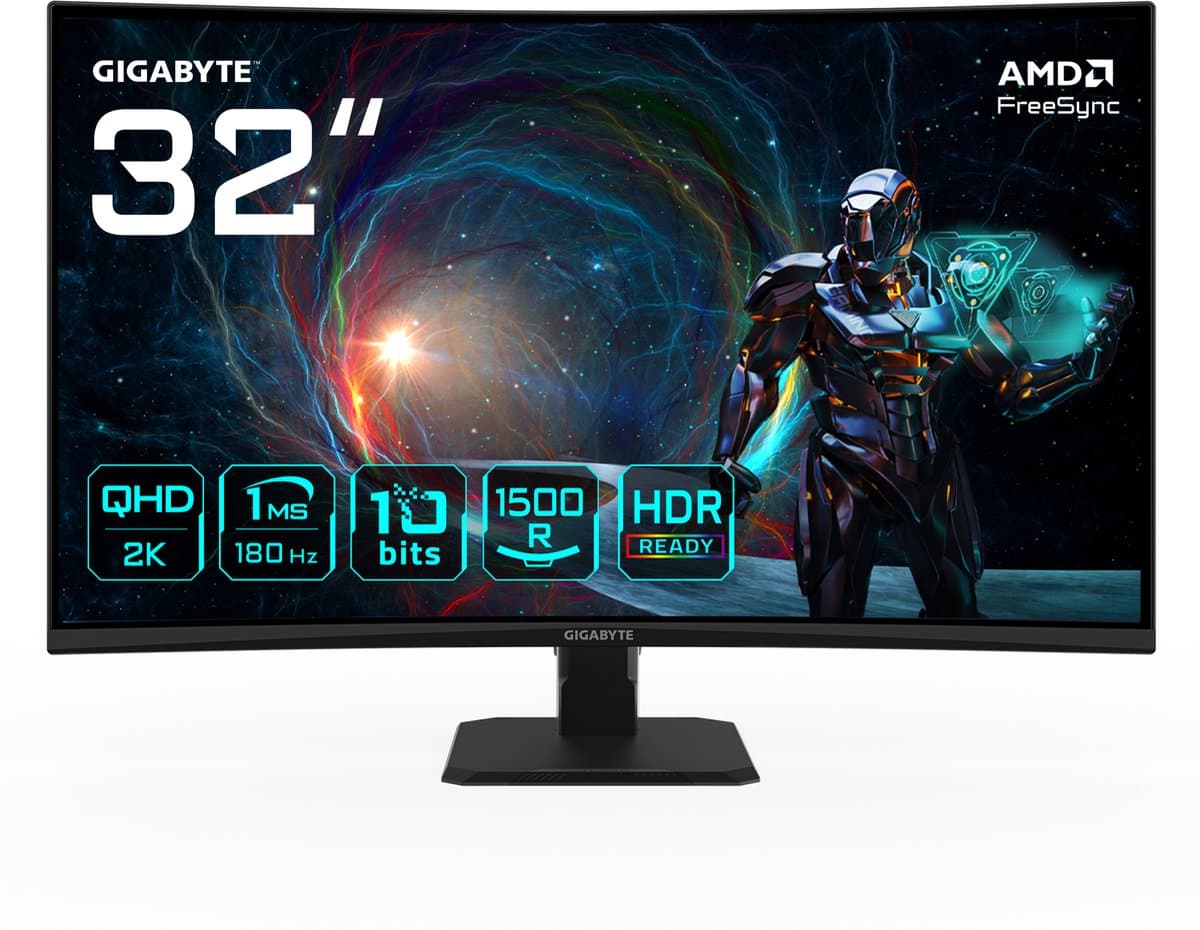 Gigabyte GS32QCA - QHD LED Gaming Monitor - 180hz - 32 inch — afbeelding 1