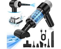Handstofzuiger met Accu – 15000 PA | 4-in-1 Mini Autostofzuiger | Krachtige Draadloze Schoonmaker voor Auto, Keuken, PC, Bank, Huis & Huisdierenhaar | USB-oplaadbaar – Compact & Slim
