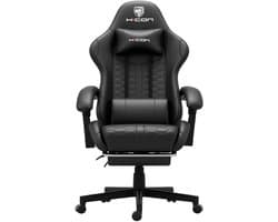 HICON® Gamestoel – Gamestoel met voetsteun - Gamestoel voor PC & Console – Verstelbaar | Lambeth - Zwart