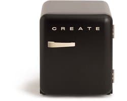 CREATE - Koelkast in retrostijl - Zwart - Handvat Zand - FRIDGE RETRO 48L