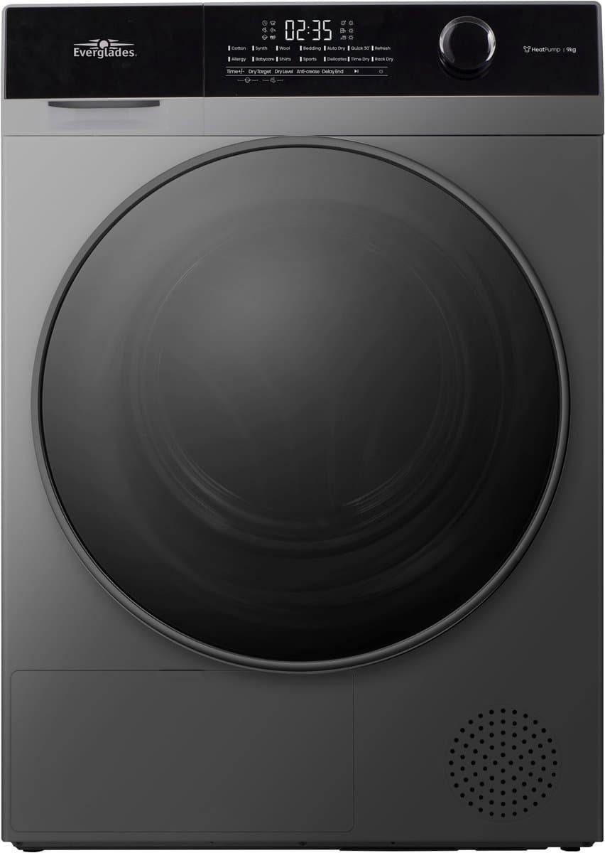Everglades EVHP9066CG - Warmtepompdroger - Titanium Gray - C-Klasse - 9KG - 15 Programma's - 5 Jaar Garantie — afbeelding 1