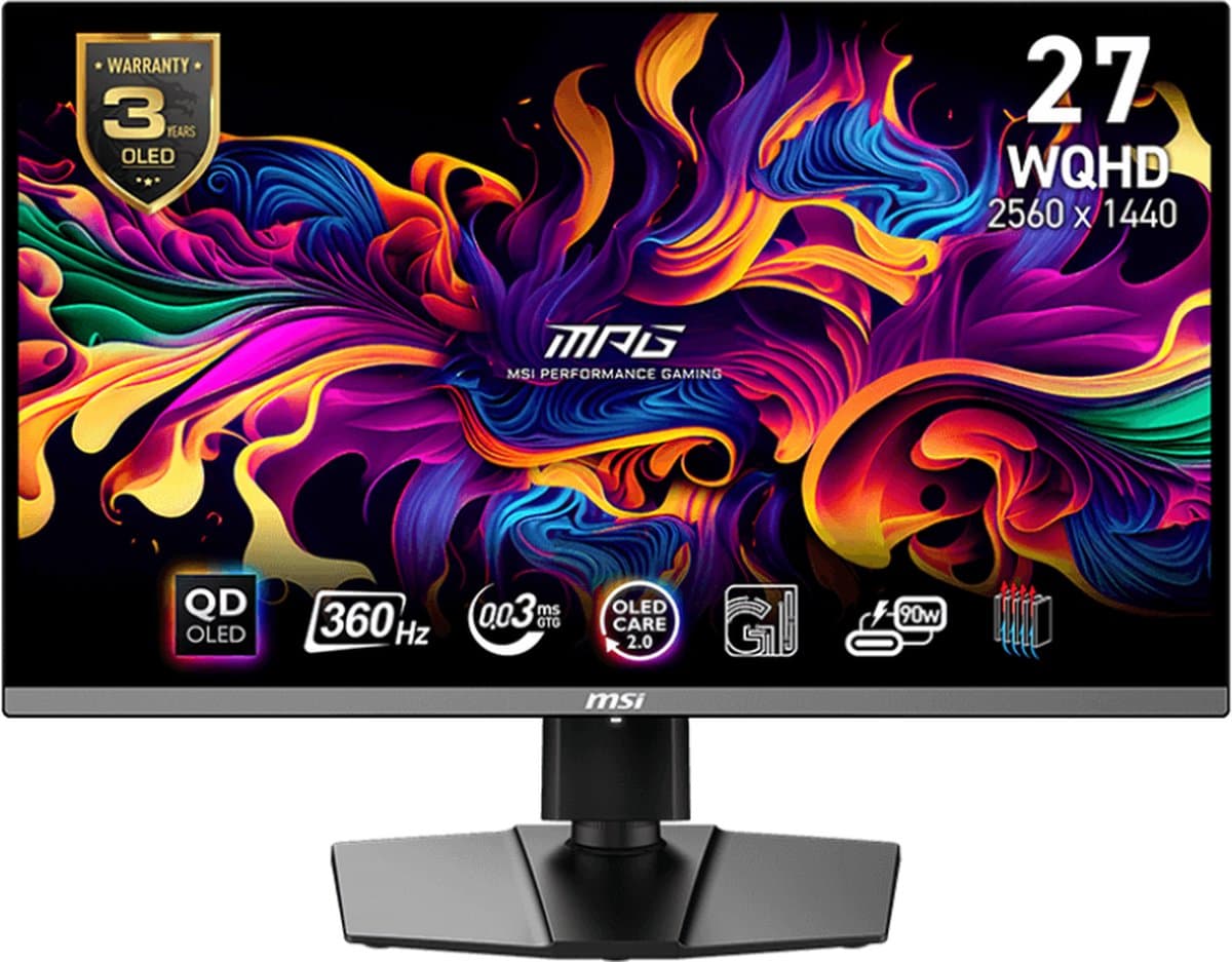 MSI MPG 271QRX QD-OLED - QHD Gaming Monitor - 360hz - 27 inch - USB-C 90w — afbeelding 1