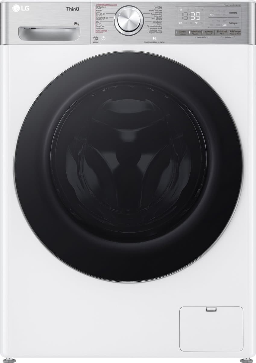 LG F4WR9009S2W - SUPER ZUINIG, 40% zuiniger dan energielabel A - 9 kg Wasmachine met TurboWash™ 39 - Slimme AI DD™ motor - Hygiënisch wassen met stoom - ThinQ™ — afbeelding 1