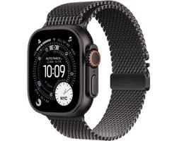 Apple Watch Ultra 3 Cellular 49mm Black Titanium Case with Black Titanium Milanese Loop - Large