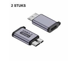 USB-C naar Micro USB 3.0 Adapter – 2 Stuks – 10Gbps – Voor Externe Harde Schijf HDD/SSD – Verloopstekker – Geschikt voor Externe Harde Schijf / Seagate / WD / My Passport / Laptop / MacBook / Tablet