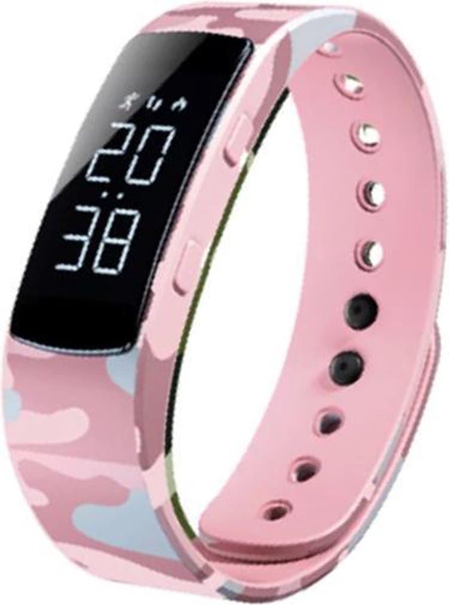 West Watches Model Jungle Activity Tracker Stappenteller Tieners - Smartband - Sporthorloge - Camouflage roze — afbeelding 1