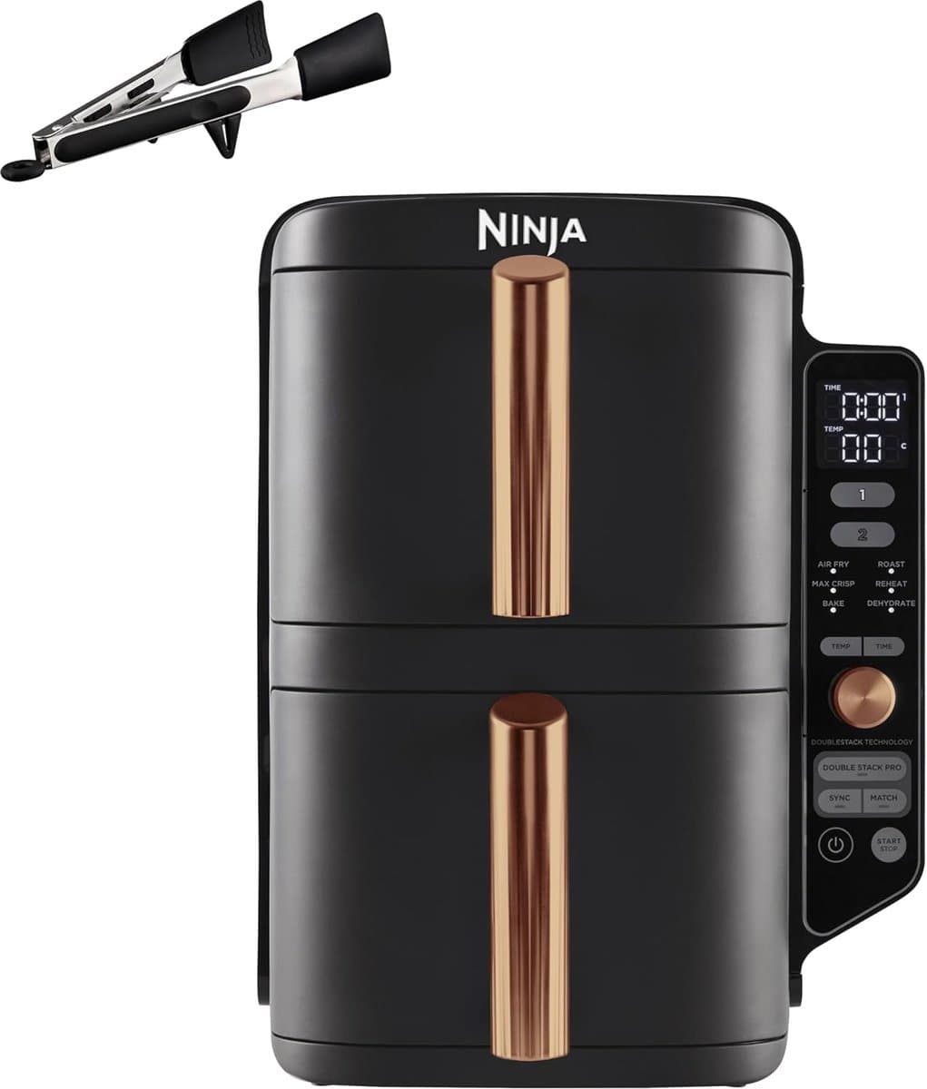 Ninja Double Stack XL Airfryer (SL400EUCP) – 9,5L – Verticale Airfryer met 2 Lades & 4 Bereidingsniveaus – Ruimtebesparend – 6 Functies – Incl. Tang – 8 Porties — afbeelding 1