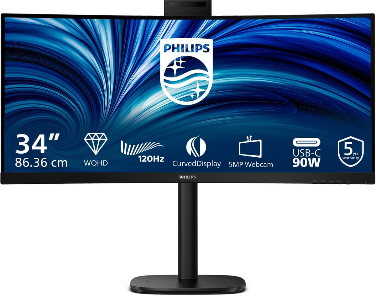 Philips 3000 series 34B2U3600CH/00 computer monitor 86,4 cm (34") 3440 x 1440 Pixels Wide Quad HD LCD Zwart — afbeelding 1