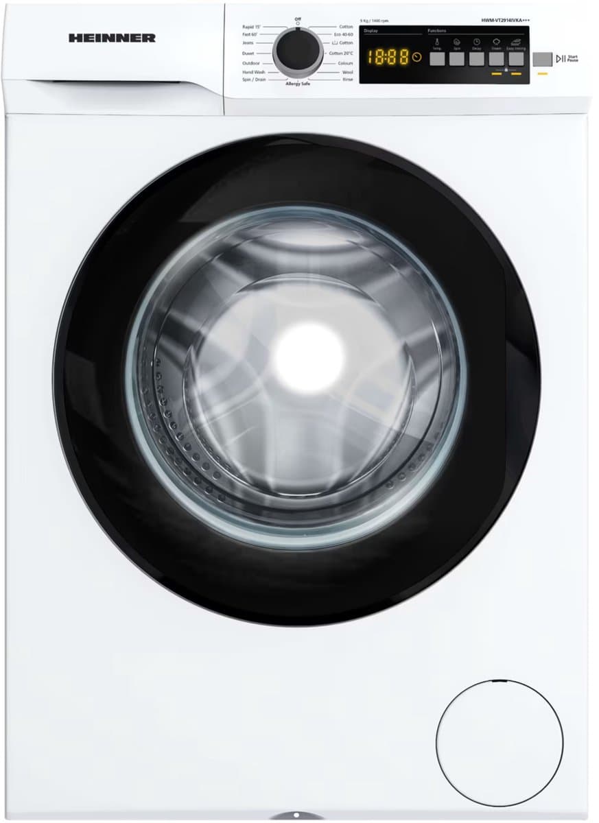Heinner HWM-VT2914IVKA+++ Wasmachine 9 kg – 1400 tpm – Energieklasse A – 15 Wasprogramma’s met Anti-Kreukfunctie en Stoomprogramma’s – Foam Detectie – Wasbalanscontrole – Wit – 5 Jaar Garantie — afbeelding 1