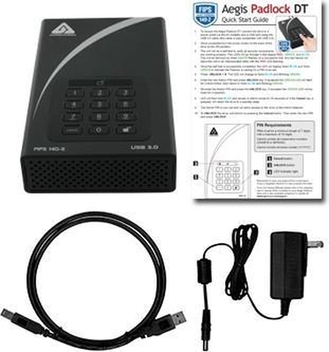 Apricorn Aegis Padlock DT FIPS USB3.0 6TB externe harde schijf 6000 GB Zwart — afbeelding 1