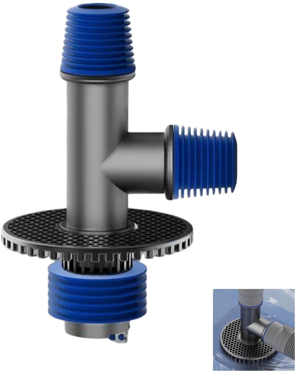 1 stuk - Afvoer adapter Handige Oplossing - wasmachine vloerafvoer beschermer - voor wasmachines, drogers, keukenwastafel, badkamer - voorkomt geur- en overstromingspreventie - 15×8.5cm - grijs — afbeelding 1