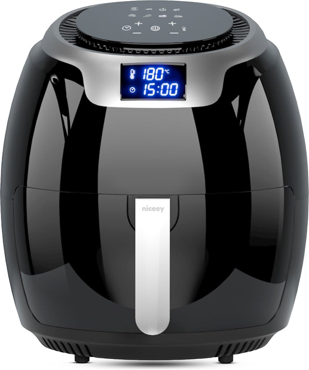Niceey Airfryer XXL - Heteluchtfriteuse - 1800W - 8,0L - Incl. Kookboek - Zwart — afbeelding 1