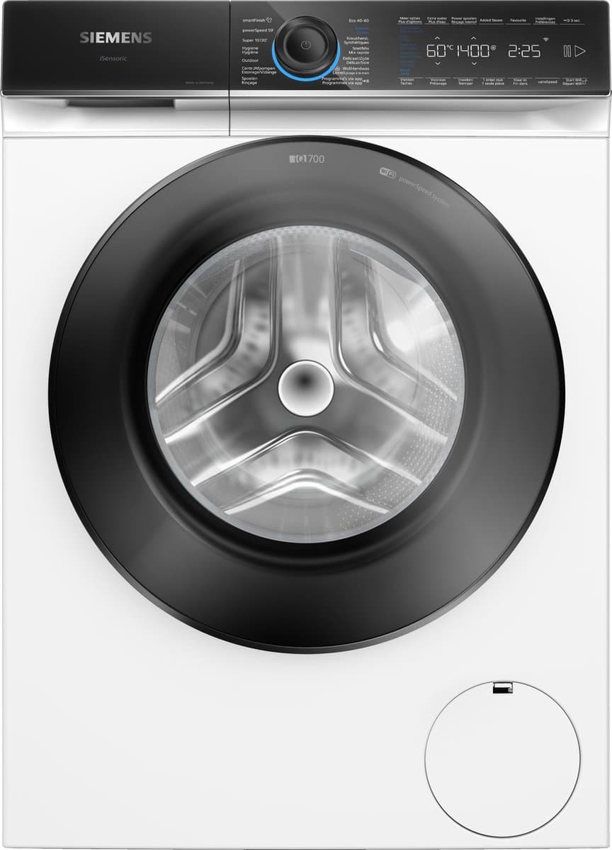 Siemens WG44B21AFG - iQ700 - Wasmachine - Wasmachine met stoom - 9 kg - 1400 rpm - 50% zuiniger dan energielabel A - smartFinish: vermindert kreukels tot 50% - speedPack XL: programma's versnellen - Home Connect - NL/FR Display — afbeelding 1