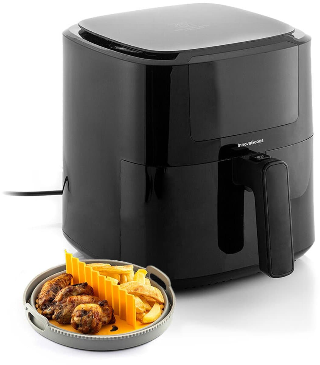 Pack Luchtfriteuse met mand en Opvouwbaar siliconen mandje voor airfryer InnovaGoods — afbeelding 1