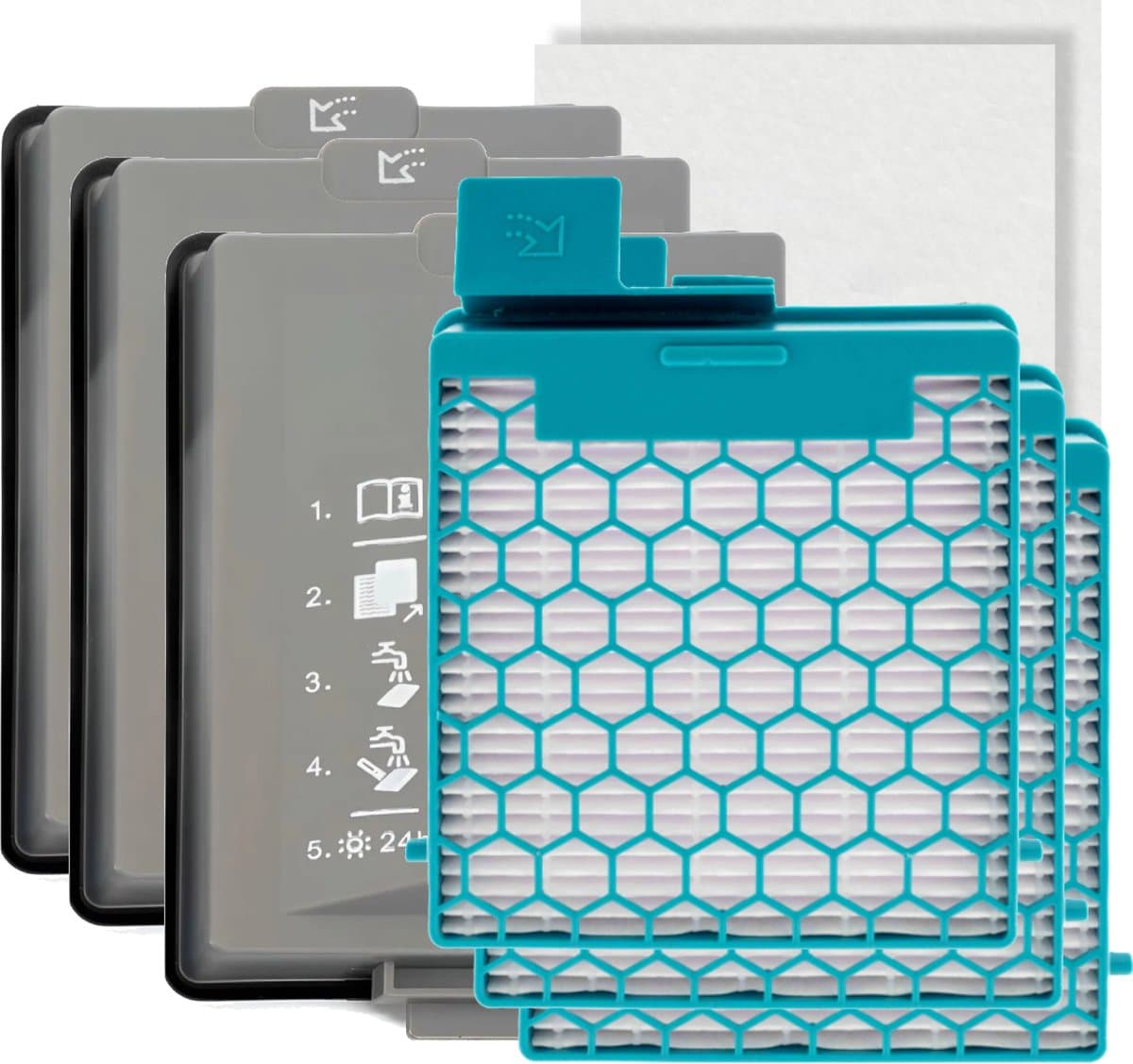 Filter set geschikt voor Miele CX1 Boost - CX FSF HEPA Fijnstoffilter Hygiëne filter (uitblaas) SF HY 60 — afbeelding 1