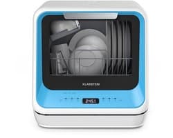 Klarstein Vaatwasser Amazonia Mini - Compact Aanrechtblad, 7 Programma's, 5L Tank of Directe Aansluiting, Energie-efficiëntieklasse D, Stil 58dB, Digitaal Display, Draagbaar Tafelblad voor Kleine Keukens, Blauw - Mini-Vaatwasser - voor Keuken