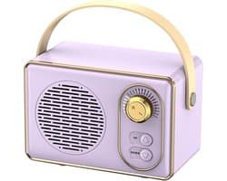Oneay Retro Bluetooth-speaker – Vintage draagbare draadloze speaker met Bluetooth 5.0, ondersteuning voor TF-kaart, USB-stick en AUX-ingang – Paars
