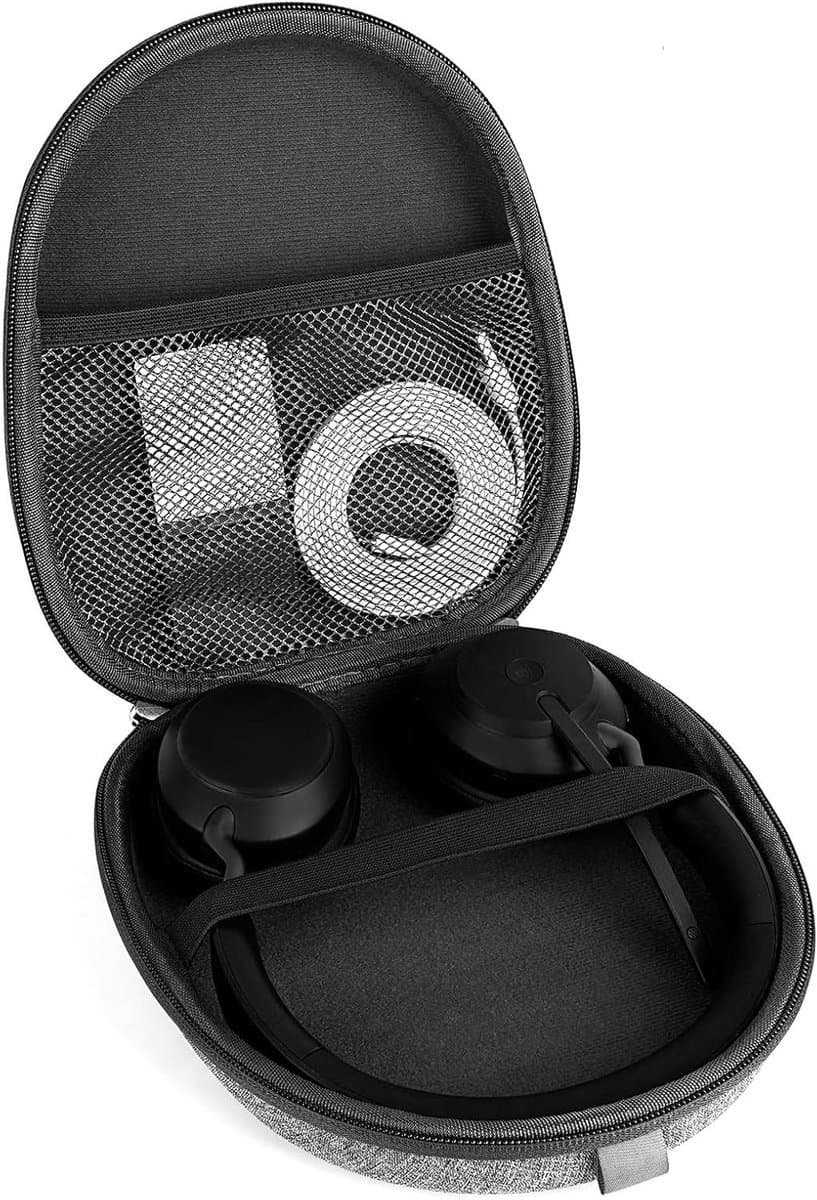 Allecto- Hoofdtelefoon draagtas - beschermende harde reistas - met kabel - opbergruimte voor oplader - grijs - hoofdtelefoon draagtas compatibel met verschillende merken - Jabra, Skullcandy, Mpow, Shure, Sennheiser — afbeelding 1