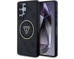 Guess IML 4G Glitter en Triangle Logo geschikt voor Samsung Galaxy S25 Ultra - Geschikt voor MagSafe - Grijs