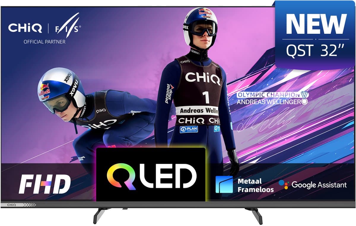 CHiQ L32QST - Smart TV 32 Inch - QLED - Full HD - Google TV - Randloos Metal Design - Dolby Audio - Nieuw — afbeelding 1
