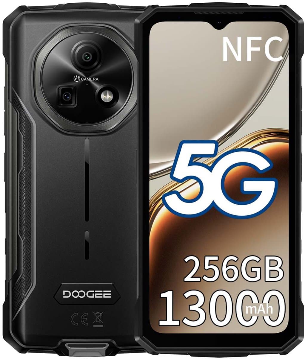 DOOGEE Fire 7 Robuuste Smartphone - IP68/IP69K Outdoor Telefoon - Dual SIM 5G - 16GB RAM - 256GB ROM - 13000mAh 18W - Android 15 - 6,6 inch - 64MP AI-camera - NFC, GPS, OTG - Zwart — afbeelding 1