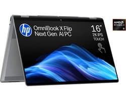 HP OmniBook X Flip NGAI 16-ar0751nd - 2-in-1 Copilot+ Laptop - 16 inch - Ryzen AI 5 - 16 GB RAM - 512 GB SSD - Windows 11 Home