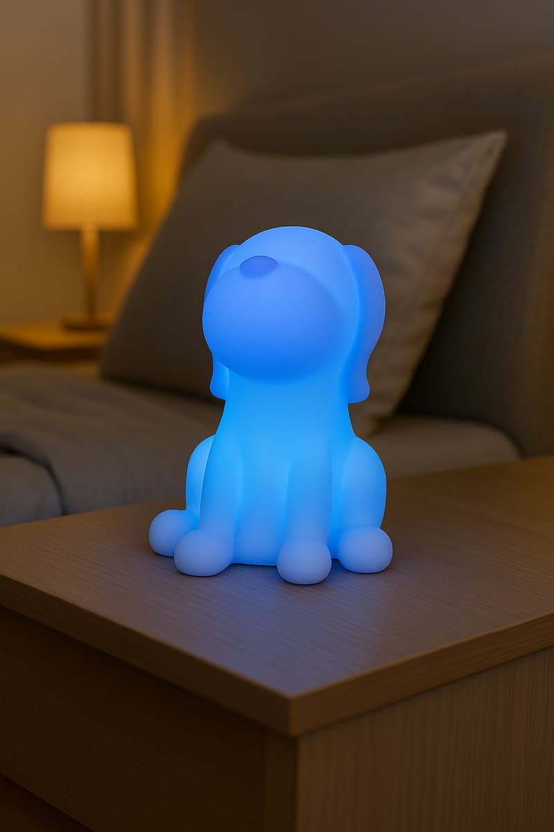 Fameilleur Bluetooth Speaker met LED Licht – 7 Kleuren Nachtlamp Hondvorm – Draadloze Kinderlamp met Muziek & Nachtverlichting – Oplaadbaar via USB-C – Veilig Kids Safe Volume – IPX4 Waterdicht – Speakerlamp voor Slaapkamer, Kinderkamer & Cad — afbeelding 1