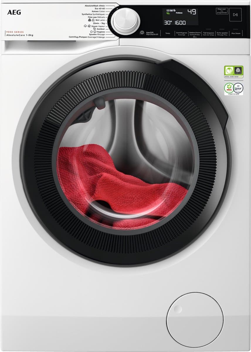 AEG LR9586BN4 EcoLine 9000 serie AbsoluteCare - Wasmachine - 30% zuiniger dan energielabel A - NL/FR — afbeelding 1