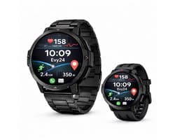 Evy24 Smartwatch GPS 48mm - Sporthorloge Heren en Dames - Belfunctie - Waterdicht - Hartslagmeter - Stappenteller - 2 Bandjes - iOS en Android - Zwart