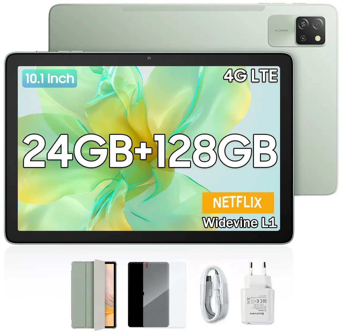 Blackview Tab 60 Pro Tablet - 4G - 8GB RAM - 128GB - 10.1 inch - Android 14 - Unisoc T606 Octa core - Widevine L1 - Groen — afbeelding 1