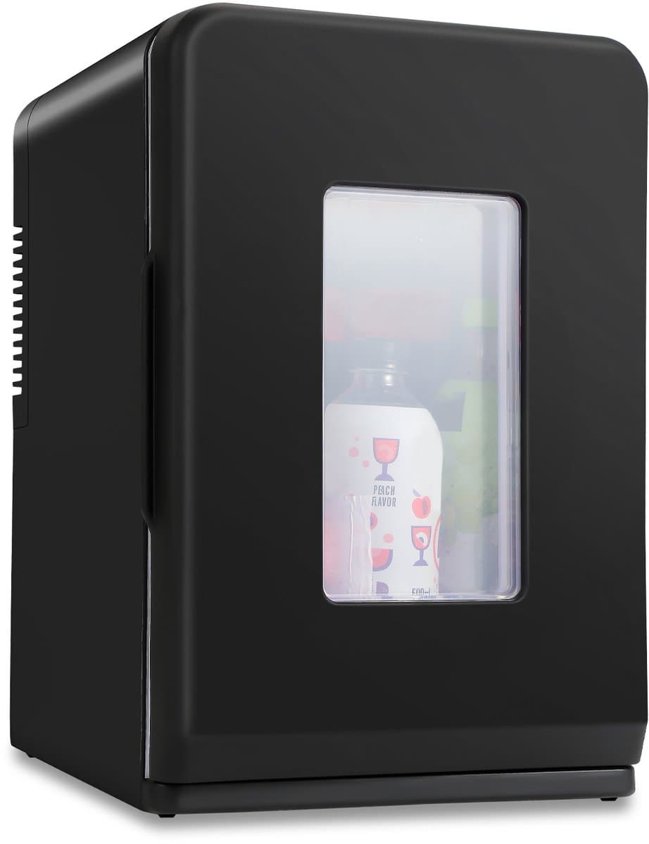 Mobiele Mini koelkast - 15 Liter - Koelen & Verwarmingsfunctie - AC DC 220-240V/12V Auto Aansluiting - 2 in 1 Draagbaar - Zwarte Glazen Deur - Mini Beauty Fridge - Skincare, Medicijnen, Eten, Drinken — afbeelding 1