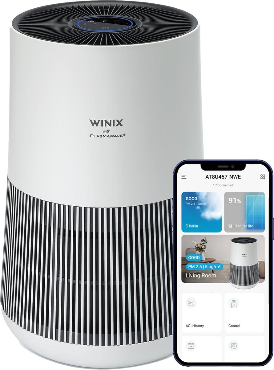 Winix T500 Wifi - Slimme Luchtreiniger met vervangbaar 3-in-1 Hepa filter + PlasmaWave Technologie - cadr 250m³ p/u en tot 50m² - Getest en Gecertificeerd op Hooikoorts, Allergie en Fijnstof - Winix Smart App, Google Assistant, Amazon Alexa — afbeelding 1